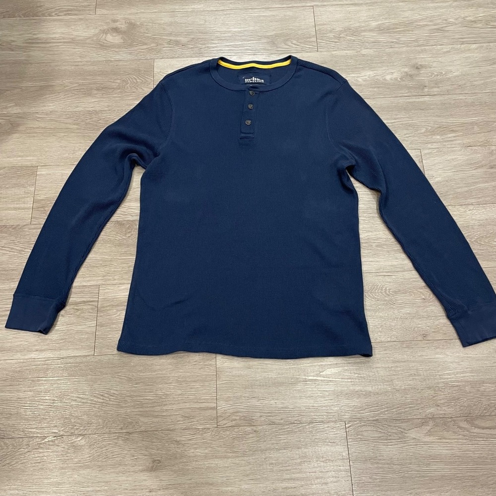 Urban Pipeline Mens Henley T Shirt Thermal Blue Pullover Casual Layering XXL